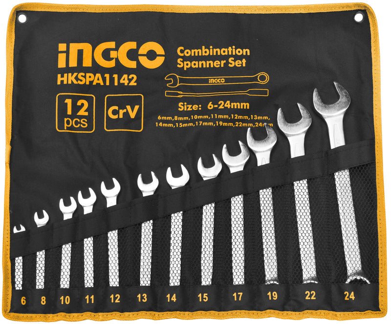 INGCO 12 Pcs Combination Spanners Canvas Set