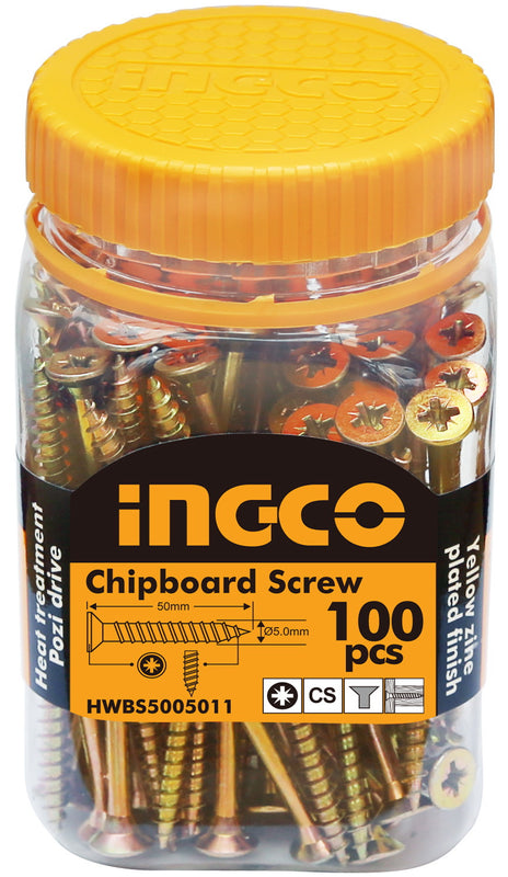 INGCO 100 Pcs 10G CS 50mm Drywall Screw Zinc Pozi