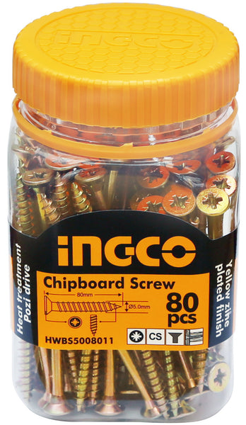 INGCO 80 Pcs 10G CS 80mm Drywall Screw Zinc Pozi
