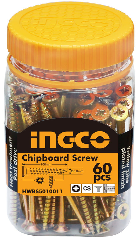 INGCO 60 Pcs 10G CS 100mm Drywall Screw Zinc Pozi