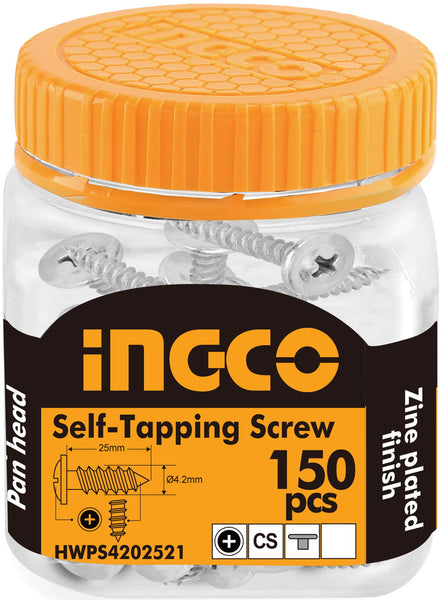 INGCO 150 Pcs 8G Truss Head 25mm Self Tapping Screw Zinc