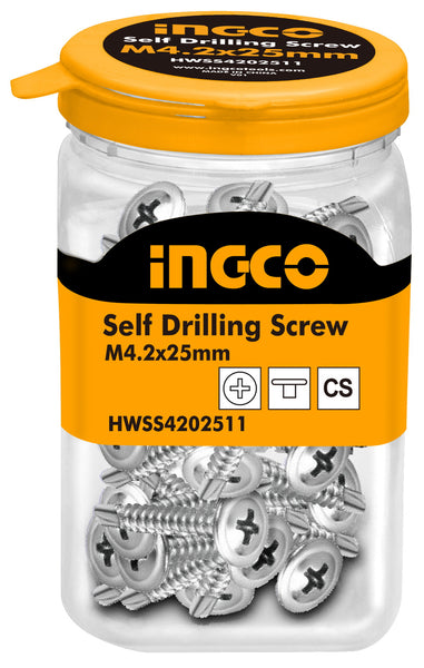 INGCO 150 Pcs 8G Truss head 25mm Self Drilling Screw Zinc
