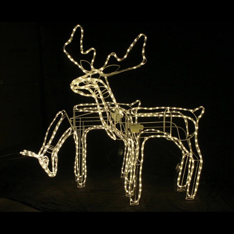 3D LED Christmas Motif Motorised Buck & Doe Reindeers Set Combo