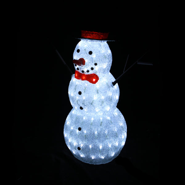 Christmas Decoration 3D Acrylic Snowman 60cm White LED Lit Indoor/Outdoor