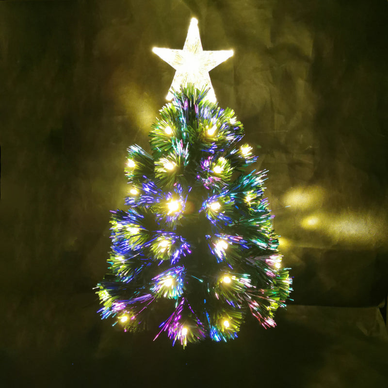 60cm Table Top Fibre Optic Tree Warm White Twinkle LED Light Christmas Tree Decor