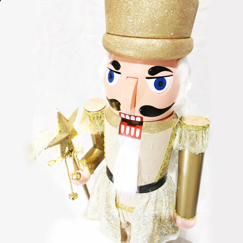 160cm Musical Animated Moving Golden Nutcracker Sings Jingle Bells Christmas Decoration