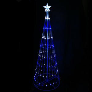 Blue White LED Cone Tree Digitally Animated 24 Functions 190/210cm