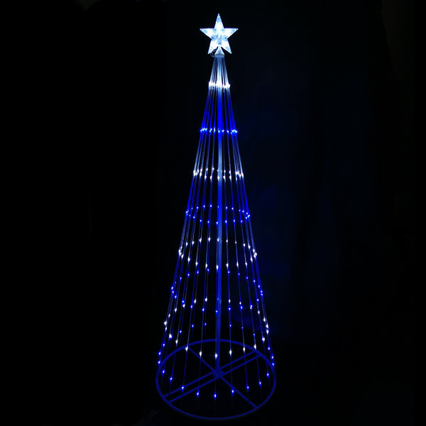 Blue White LED Cone Tree Digitally Animated 24 Functions 190/210cm