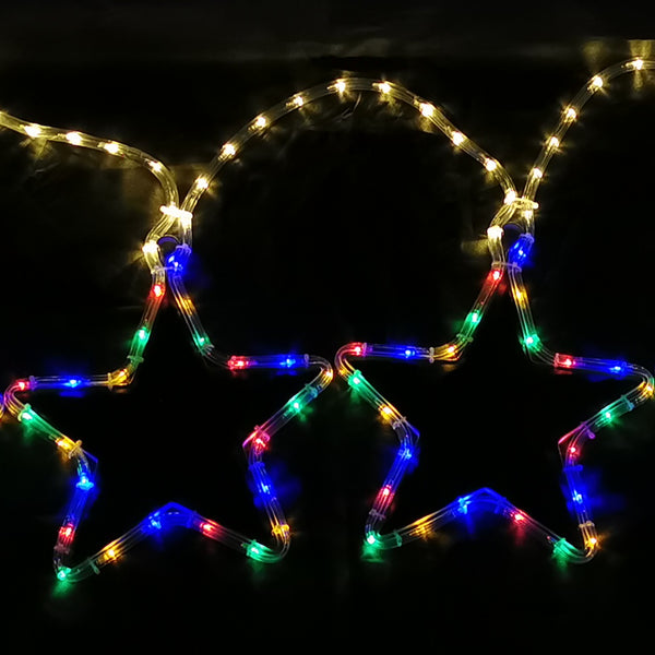 Solar Powered 7 Pcs Stars Outdoor Christmas Motif Display Stretch Up to 300cm