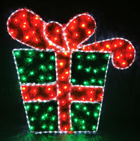 LED Christmas Present Gift Box Motif Animated Display 115x103cm Indoor/Outdoor