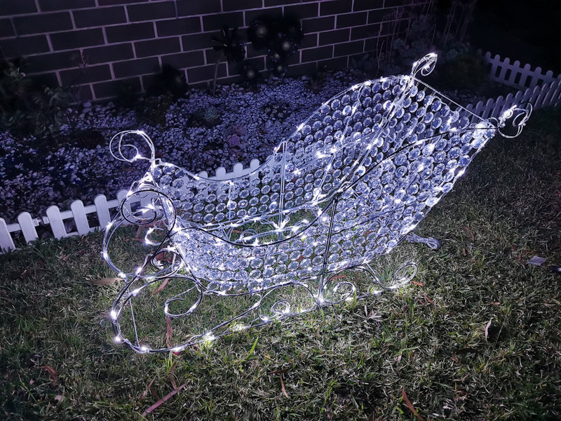 Christmas Decoration 3D Crystal Beads Santa Sleigh 105cm LED Display Indoor/Outdoor