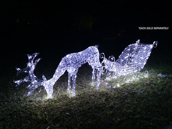 Christmas Decoration 3D Crystal Beads Santa Sleigh 105cm LED Display Indoor/Outdoor