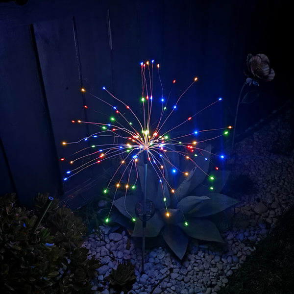 Twin Packs Solar Powered Dandelion Firework Alike Garden Microbead LED Lights