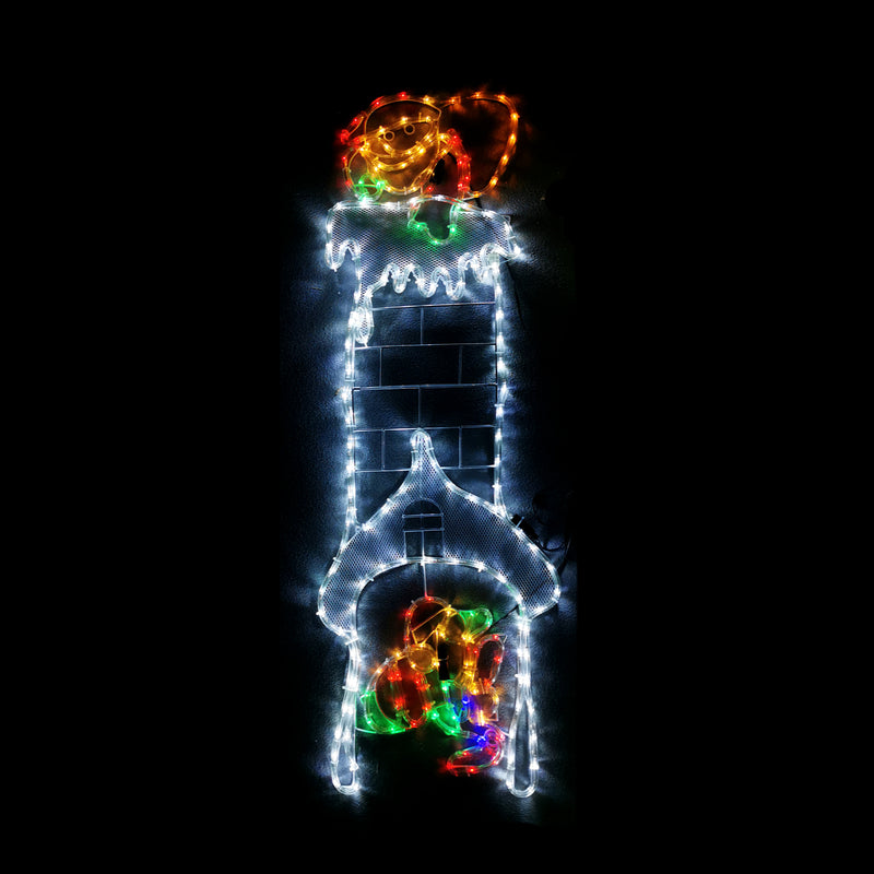 Christmas LED Motif Santa Present Dropping Chimney Climbing 120x40cm Outdoor Display