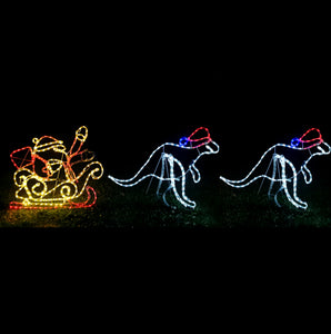 Christmas LED Motif Animated Santa Riding Kangroos Sleigh 280x70cm Outdoor Rope Light