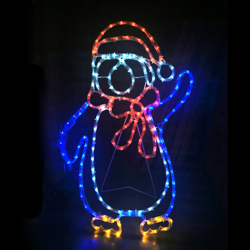 Solar Powered Christmas LED Waving Penguin Outdoor Motif 8 Functions 52x80cm