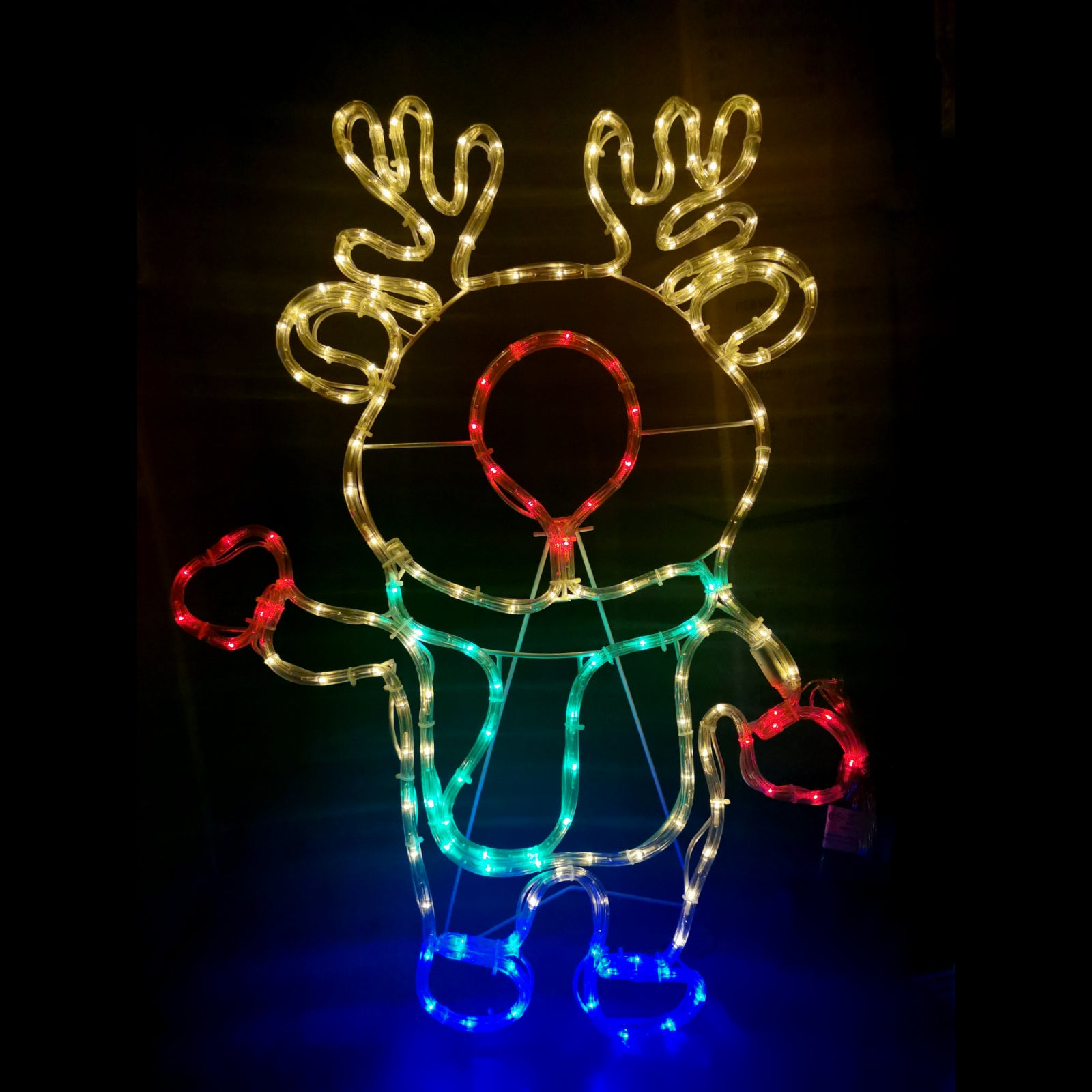 Led Rudolf Tree Solar Powered LED Waving Rudolph the Reindeer Outdoor Christmas Motif