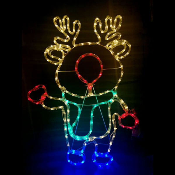 Solar Powered LED Waving Rudolph the Reindeer Outdoor Christmas Motif 8 Functions 57x79cm