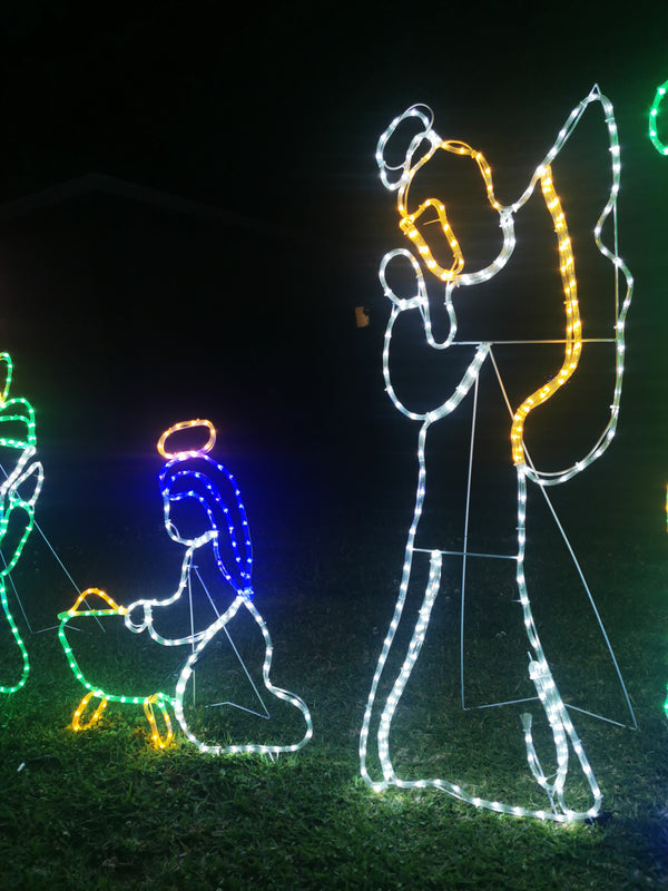 Christmas LED Motif 6 Pcs Jesus Birth Nativity Set Mary Joseph Shepherds Three Kings