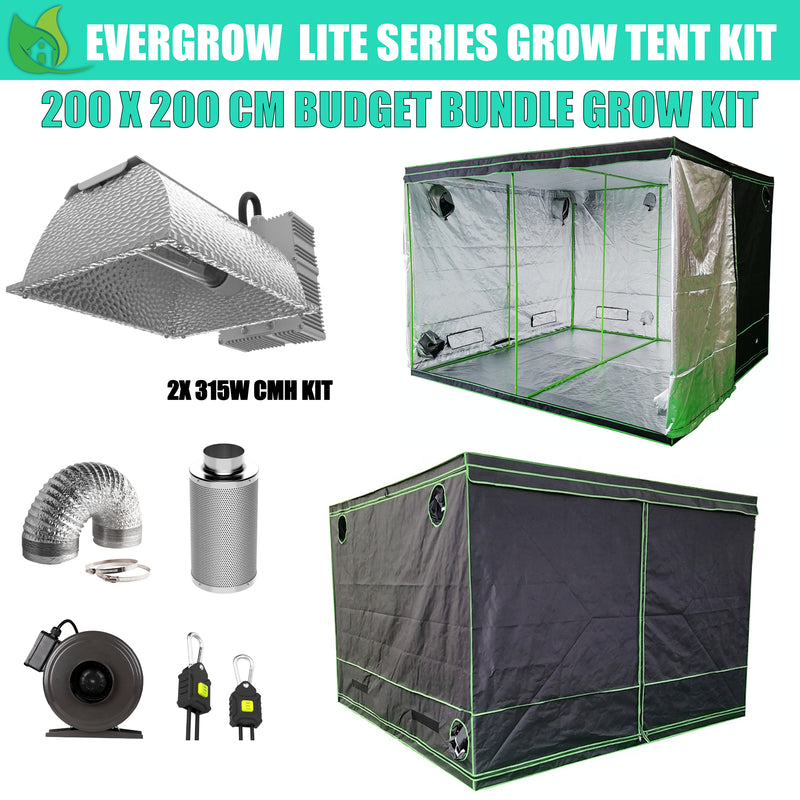 EverGrow Lite Series 2x2m Dual 315W CMH Hydroponic Grow Tent Full Bundle Kit