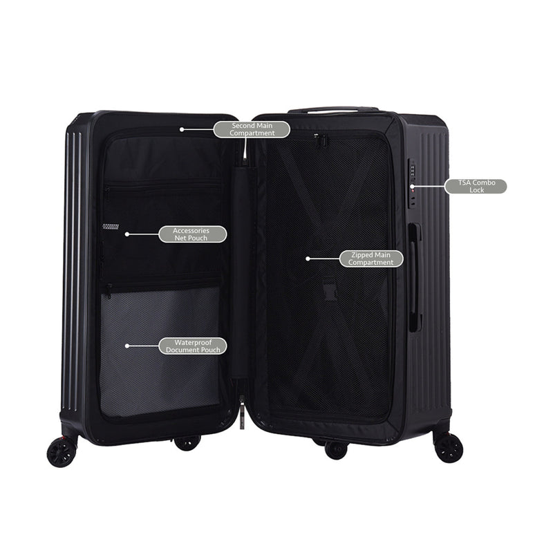 30" Slab Design 2-Compartment Travel Luggage Suitcase Carry-On Checked Hard Shell Ultra Light TSA Lock
