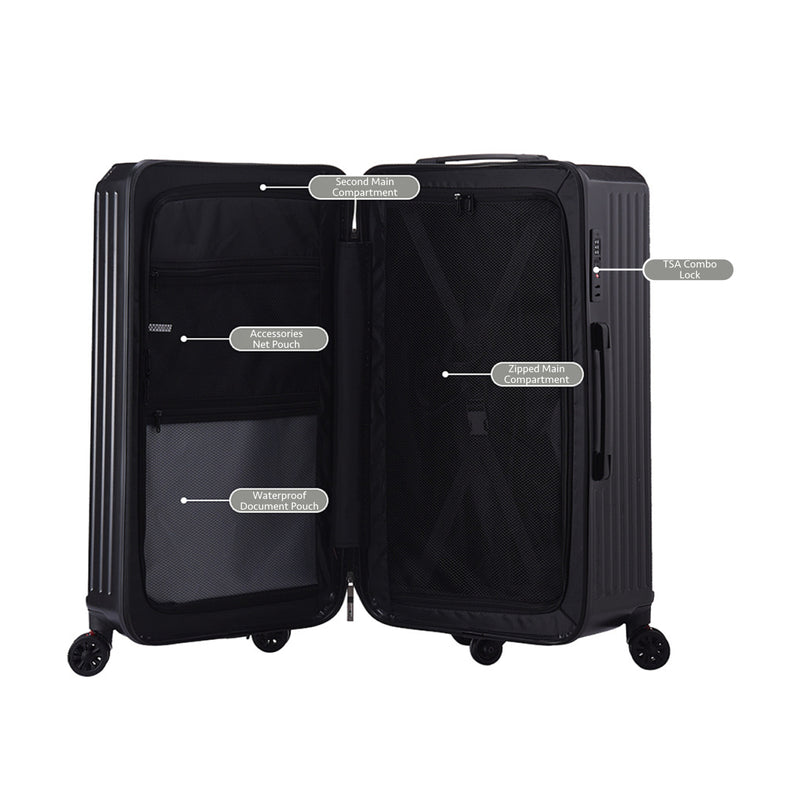 Slab Design 2-Compartment Travel Luggage Suitcase Carry-On Checked Hard Shell Ultra Light TSA Lock