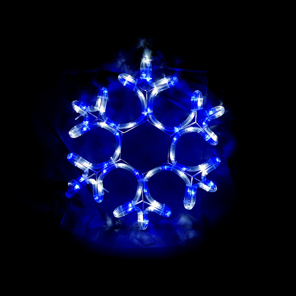 Solar Powered Blue White Snowflake Outdoor Christmas Motif Display 38cm