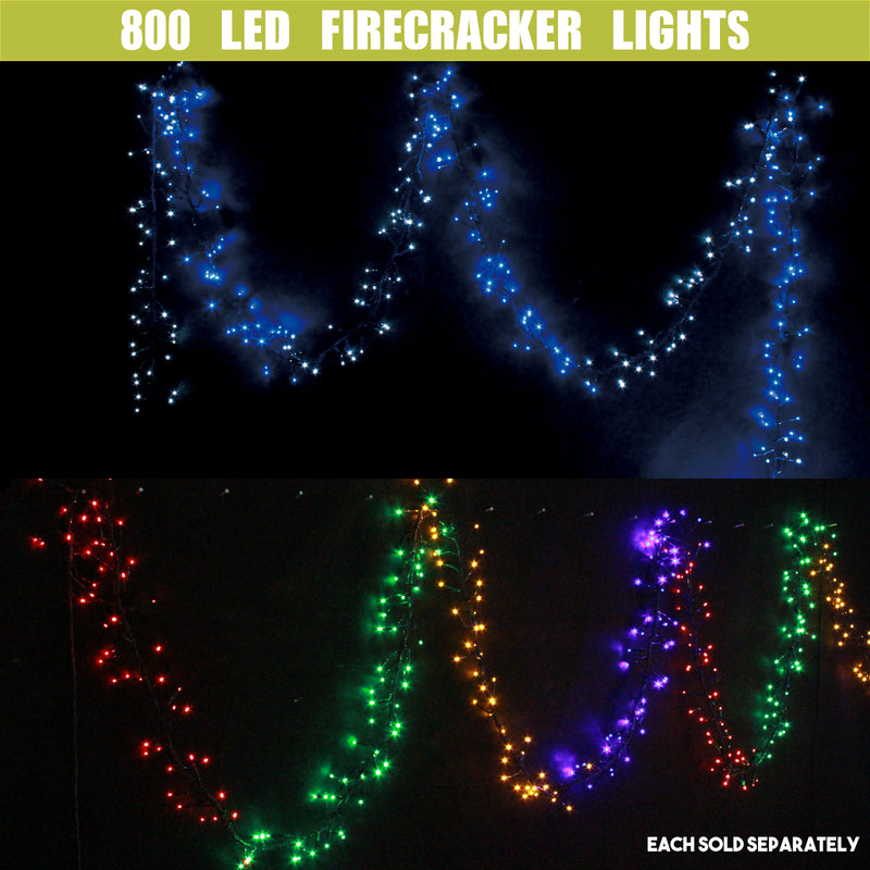 800 LED Fairy Firecracker Cluster Lights Wave/Water Flow Function Effect 12m Long
