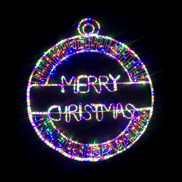 Merry Christmas Bauble LED Motif Twinkling LEDs 117x103cm Indoor/Outdoor