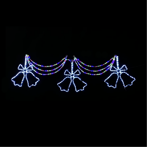 3 Pcs Jingle Bells Curtain Set Multi Colour Twinkling LEDs Christmas Motif Display 150x78cm