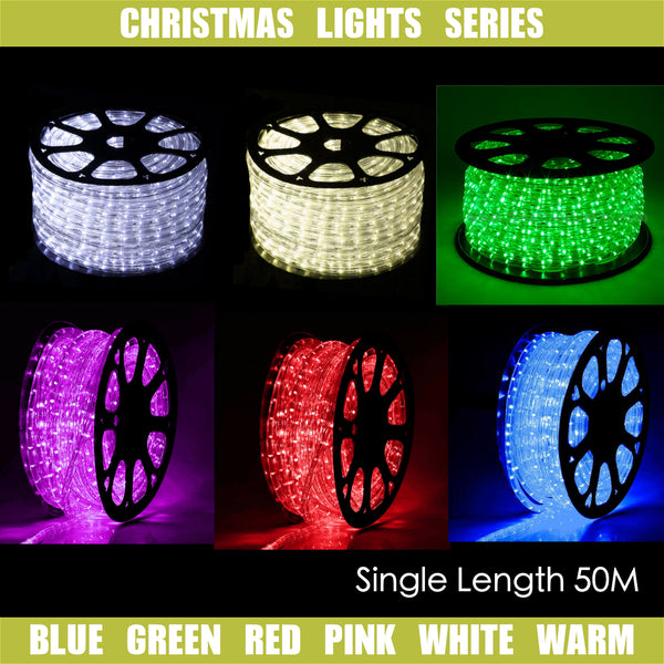 Single Length 50m LED Rope Light with 8 Functions Available in 6 Different Colours