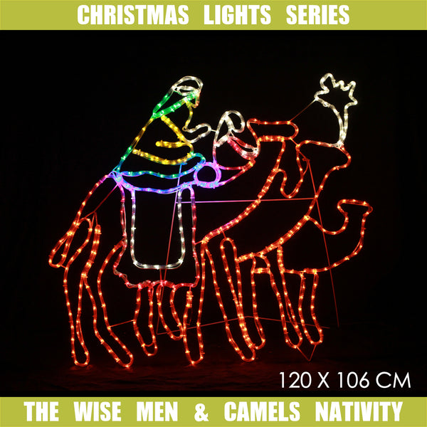 Christmas LED Motif The Three Wise Men Camels Indoor Outdoor Display Sign