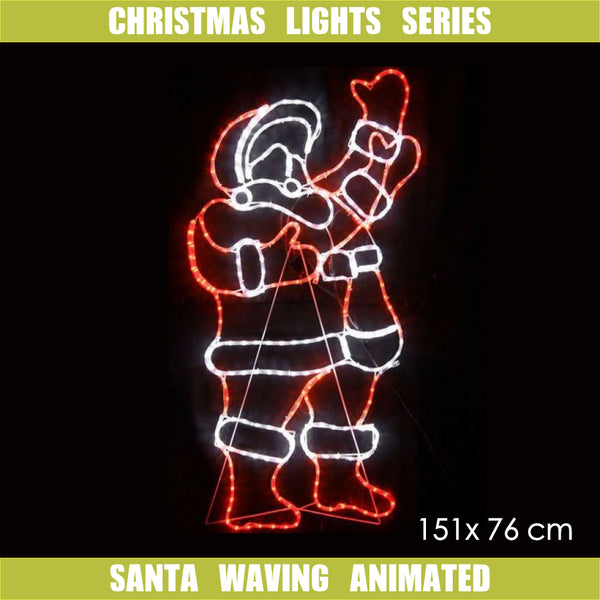 Christmas LED Motif Classic Waving Santa 151x76cm Indoor Outdoor Display
