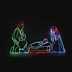 Christmas LED Motif Mary Joseph Jesus Birth Nativity Scene 130 x 120cm Outdoor Rope Light