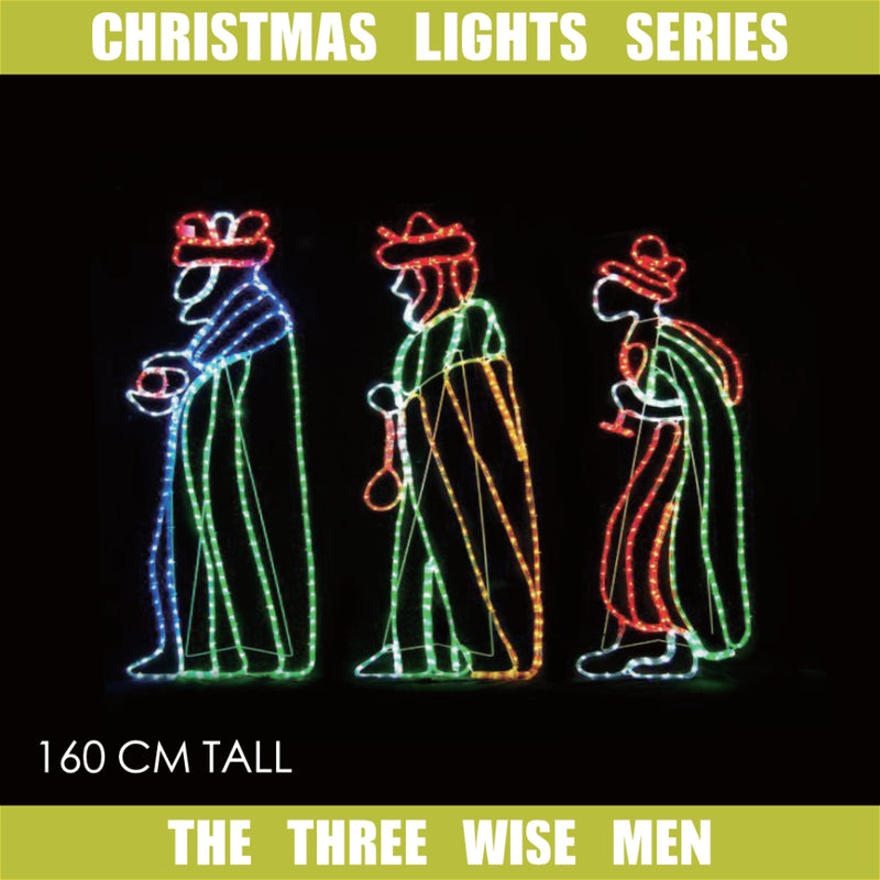 Christmas LED Motif The Three Wise Men Three Kings Nativity 160cm Outdoor Rope Light