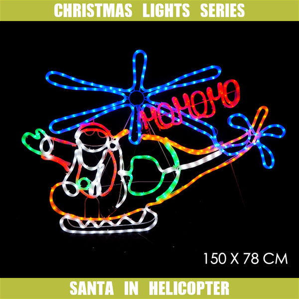 Christmas LED Motif Santa In Chopper 120x78cm Indoor Outdoor Display