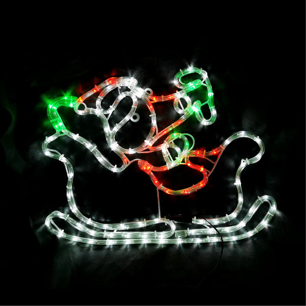Christmas LED Motif Mini Santa Sleigh 4 Pcs Reindeers Set Indoor Outdoor Display Sign