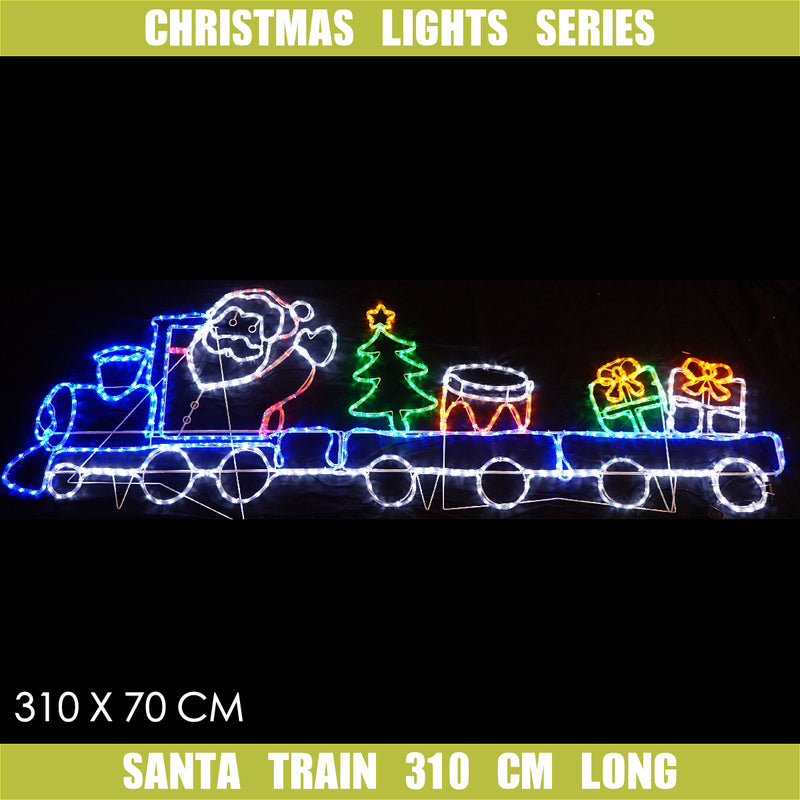 Christmas LED Motif Santa Train 250x75cm Indoor Outdoor Display Lights