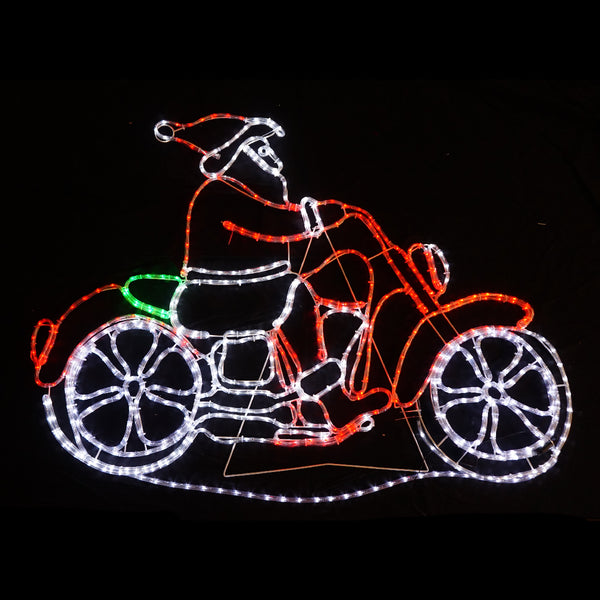 Christmas LED Motif Santa Riding Harley Motorcycle 150x107cm Indoor Outdoor Display