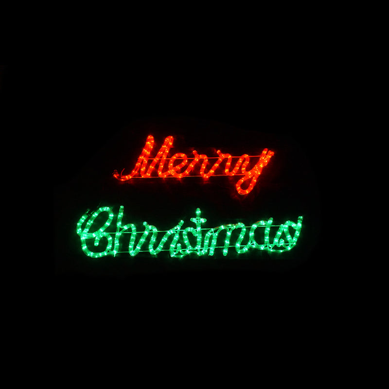 Christmas LED Motif Red Green Merry Christmas 106x36cm Indoor Outdoor Display Sign