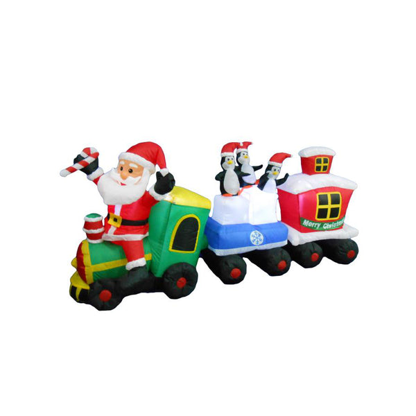Christmas Decoration Inflatable 210cm Long Santa Riding Christmas Train LED Lit