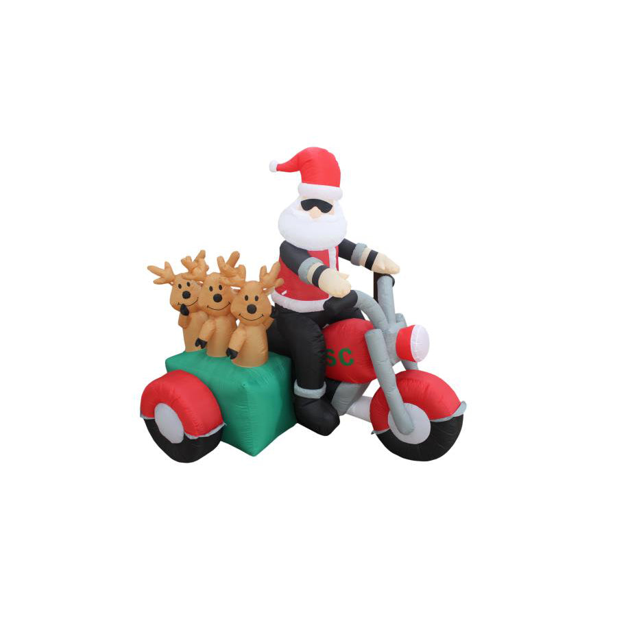 Christmas Inflatable 150cm Cool Santa Riding Trikes with Reindeers LED