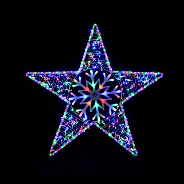 Christmas LED Motif Multi-Colour Animated Snowflake Star 100cm Animated Outdoor Display