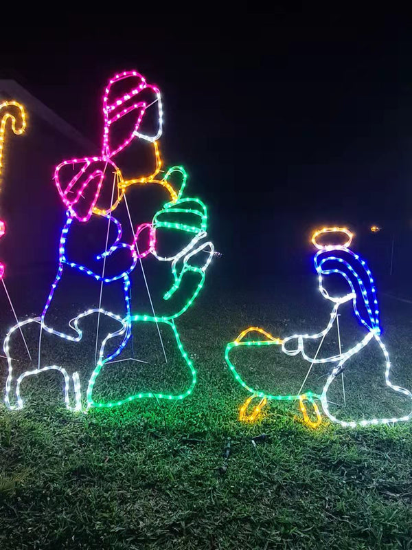 Christmas LED Motif 6 Pcs Jesus Birth Nativity Set Mary Joseph Shepherds Three Kings