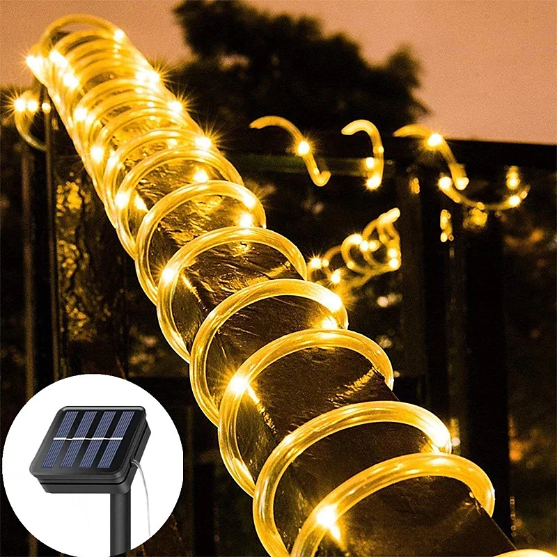 Solar Powered 20m LED Rope Light With 8 Function Controller Christmas Outdoor Lighting