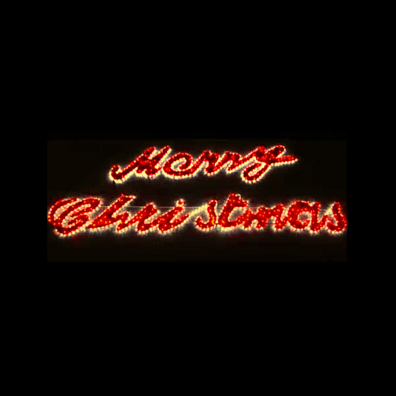 Christmas LED Motif Red Tinsel Stuffed Merry Christmas Warm Lights 340x100cm Outdoor